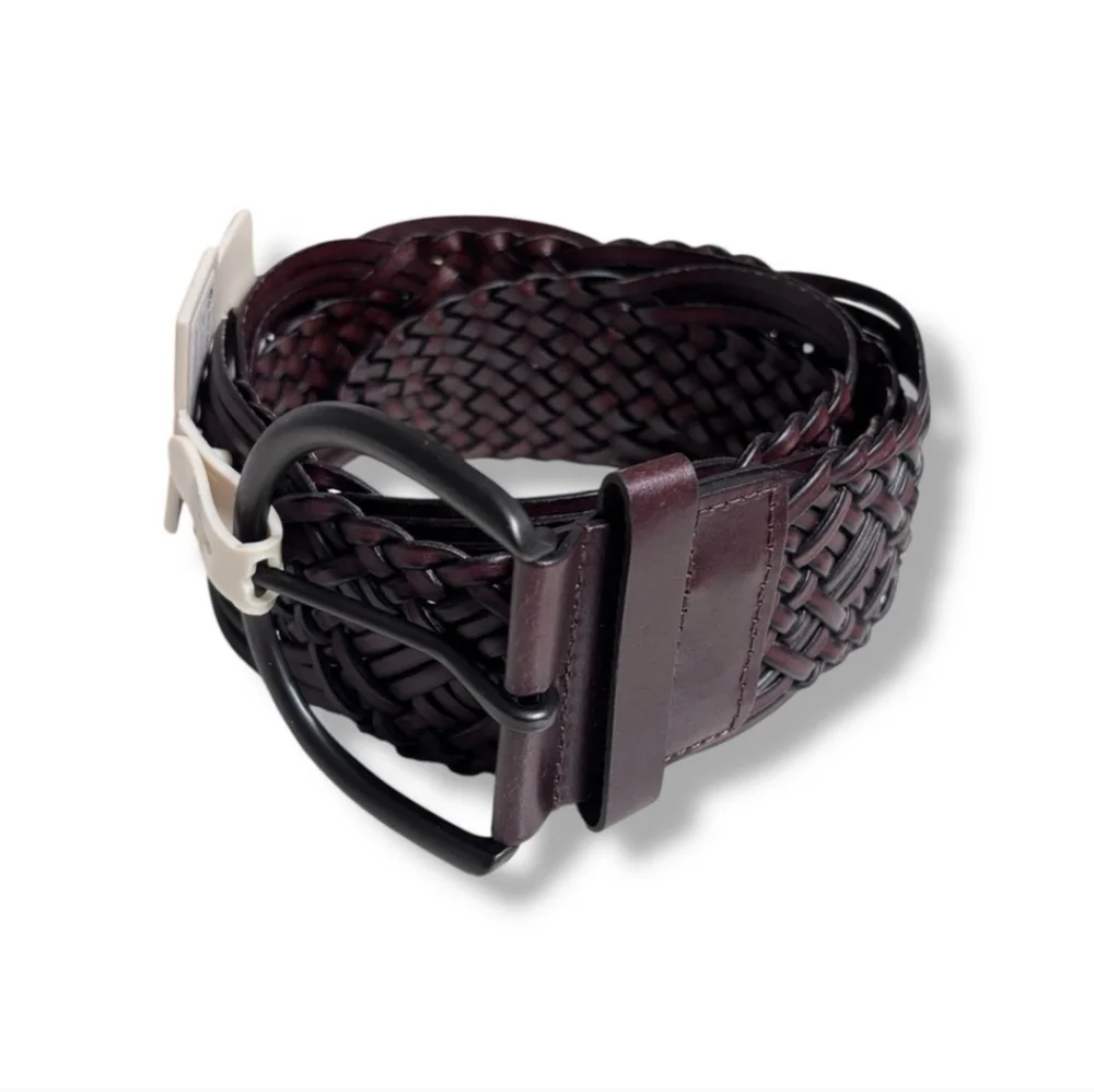 MOSSIMO Dark Brown Braided Leather Belt NWT